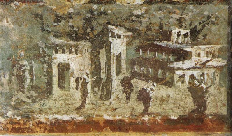 unknow artist Wall painting of houses at noon from Pompeii Germany oil painting art